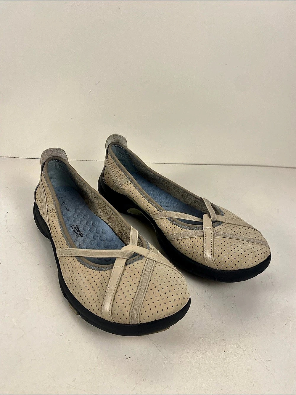 Clarks Collection By Clarks Privo Perforated Comfort Beige Ballet Flats Size 8.5